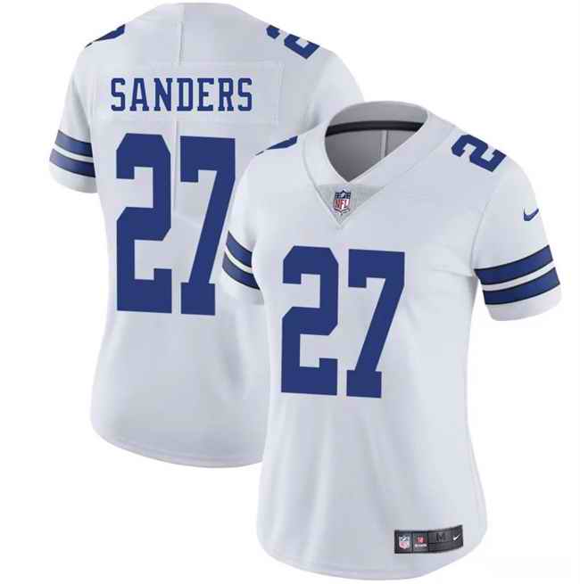 Women's Dallas Cowboys #27 Miles Sanders White 2025 Vapor Limited Stitched Football Jersey(Run Small